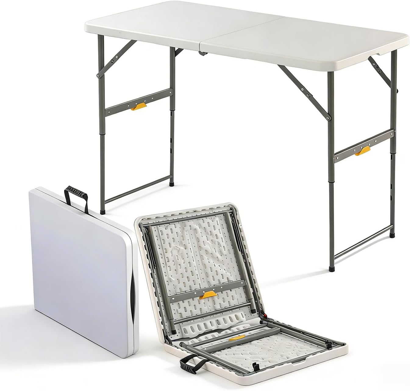 6FT Heavy Duty Folding Table, Portable Plastic Utility Table with Locking Legs & Handle, Indoor Outdoor Commercial Table for Watch Party, Tailgate, BBQ, Camping, Events, Backyard Dining White | Heavy Duty, Portable, Indoor/Outdoor, Plastic Table, for Parties, BBQs