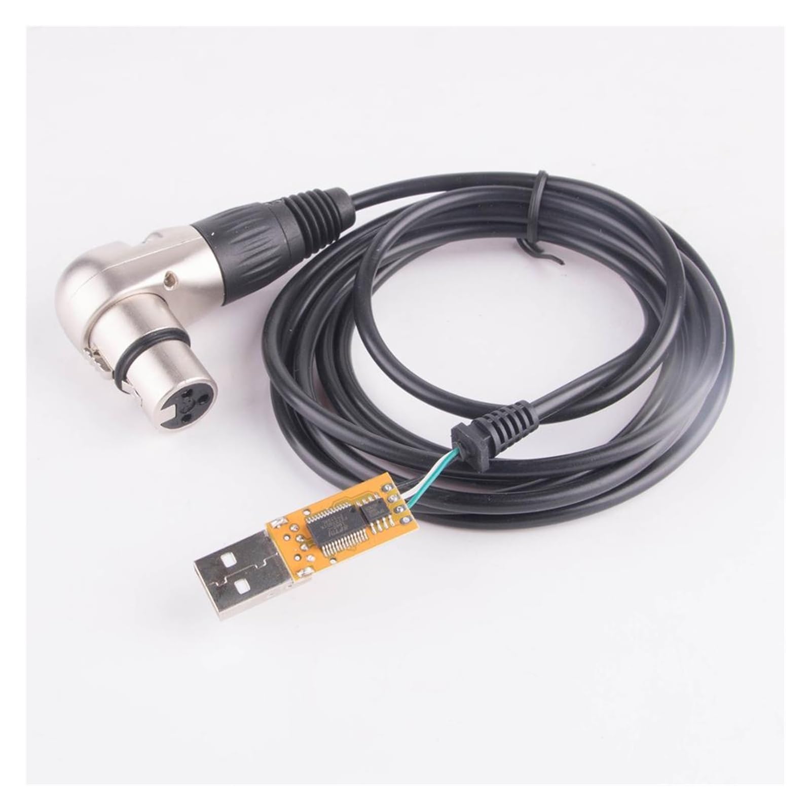 Interfejs USB do RS485 DMX512 komputer PC kontroler oświetlenia scenicznego ściemniacz kątowy kabel King (1 m, czarny kątowy męski)