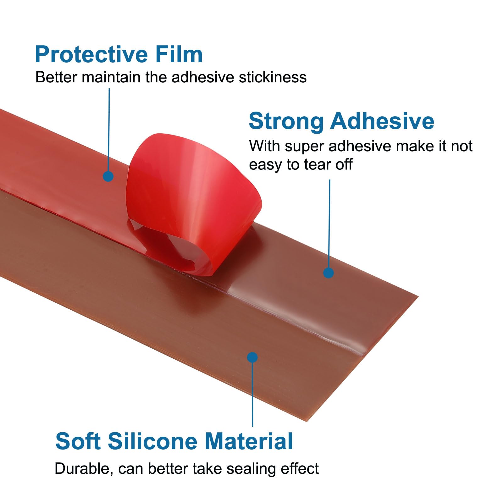 PATIKIL Silicone Weather Stripping, 2 Roll x 33 Ft x 1" Width, Brown, Windproof, Dustproof, Soundproof, Anti-collision - Image 4