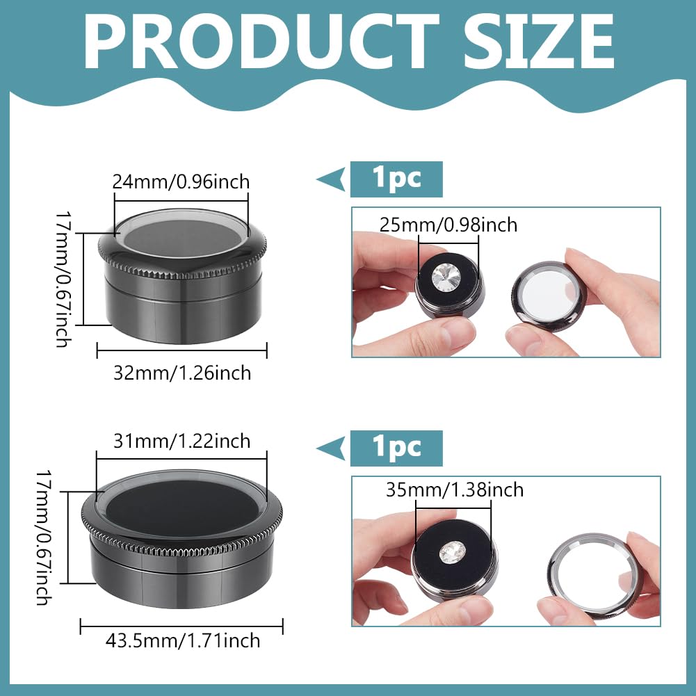 PH PandaHall 2 Scatole Portagioie Con Finestra Trasparente - In Lega Con Spugna Interna, Per Esposizione Diamanti, Anelli, Gemme, Colore Nero, 2 Dimensioni - 4