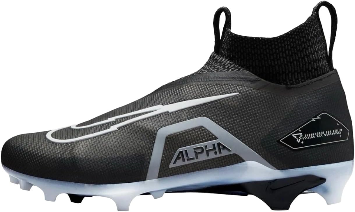 Nike Alpha Menace Elite 3 Flyknit Mid Men's Football Cleats Black White Grey CT6648-001 Size 15 Medium US - Image 2