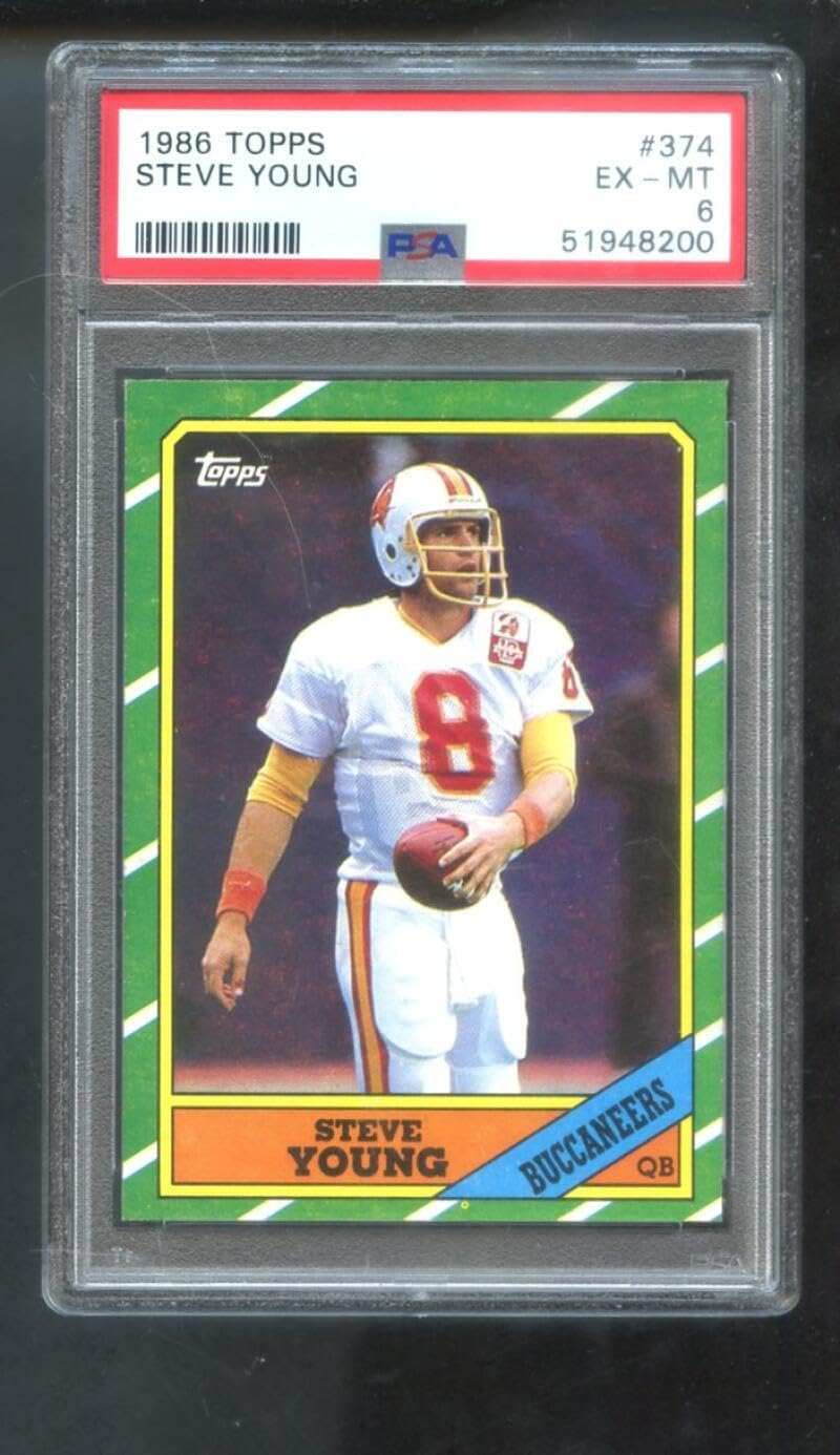 1986 Topps #374 Steve Young Buccaneers ROOKIE RC PSA 6 Graded Football Card NFL