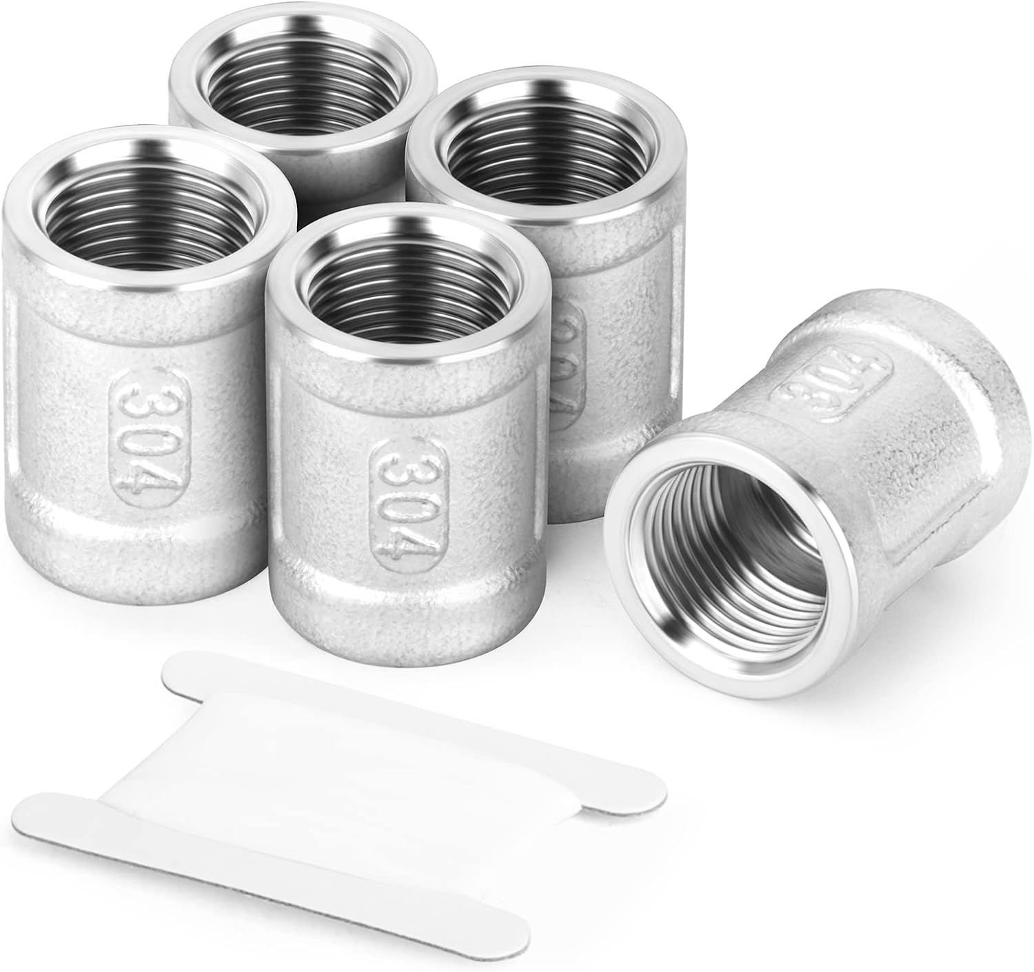 TAISHER 10PCS 304 Stainless Steel Cast Pipe Fitting, Coupling, 3/4" NPT Female x 3/4" NPT Female Threaded