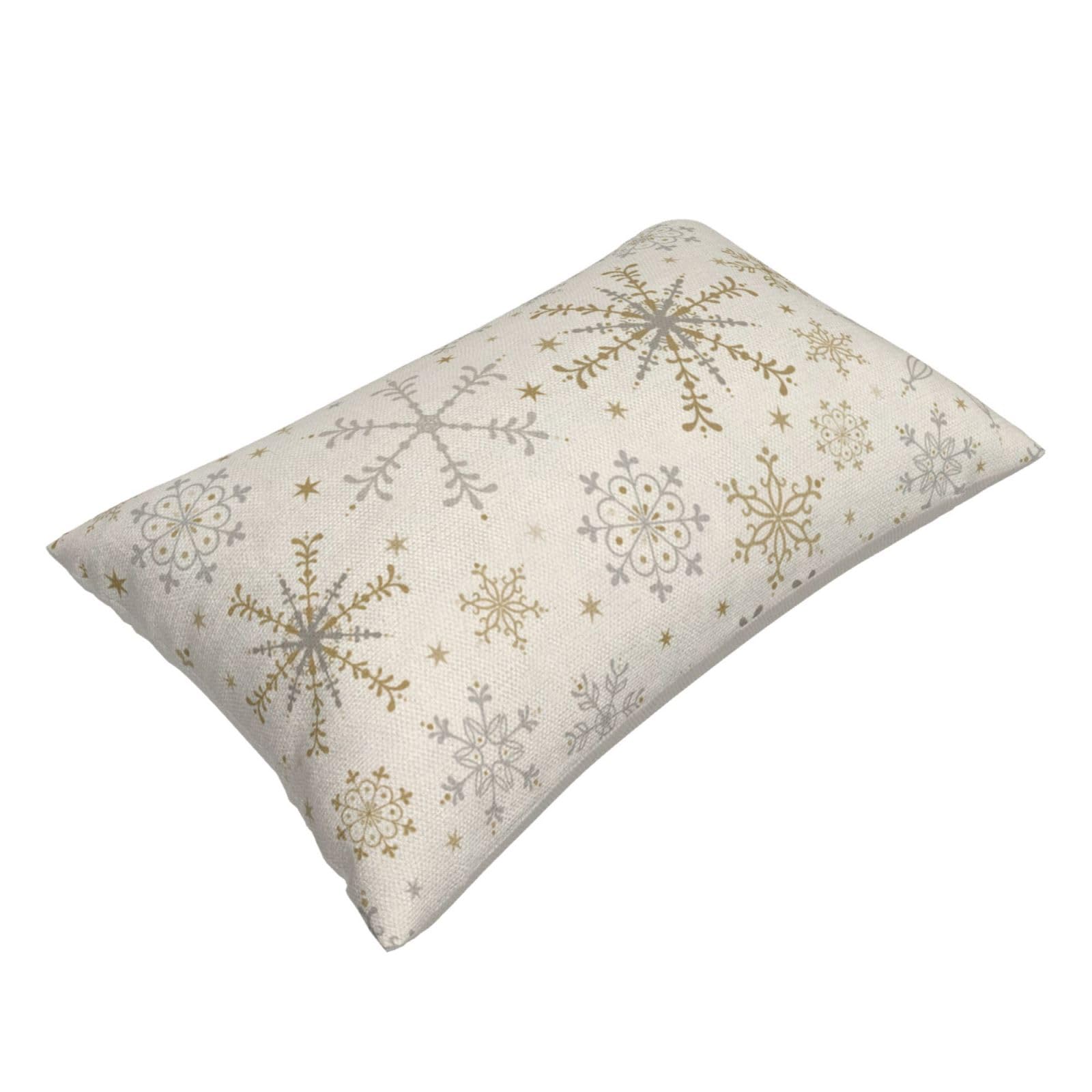 OFIRD Christmas Pillow Covers Set Of 2 - 24x24 Inch Gold Gray Snowflake Linen Covers, Farmhouse Winter Decor For Sofa Bed