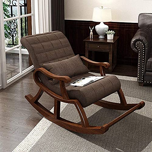 Image of Sheesham Wooden Rocking Chair for Adults, Living Room Bedroom Relaxing Chair (Brown)