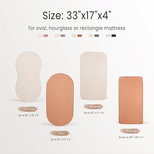 Miniatura 2 de lulumoon Sábanas de moisés de muselina para bebé Sábanas de cuna de algodón neutro para niños y niñas - Ajustadas para rectángulo ovalado o reloj de