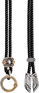 COPPERTIST.WU Double Fish Rope Necklace w Brass Dragon-Patterned Jumping Adjustable Length 3MM Width for Women Men