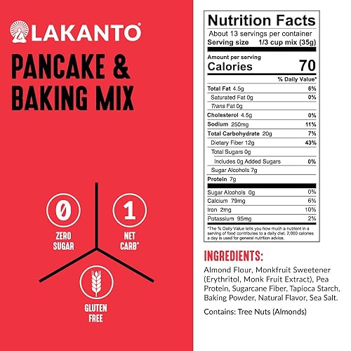 Miniatura 3 de Lakanto   Mezcla para panqueques de proteínas sin gluten y baja en carbohidratos  Original 1 libra