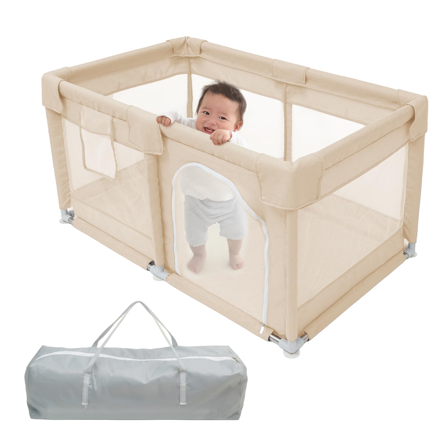 Amazon.co.jp: (ケラッタ) ベビーサークル メッシュ 赤ちゃん 組み立て