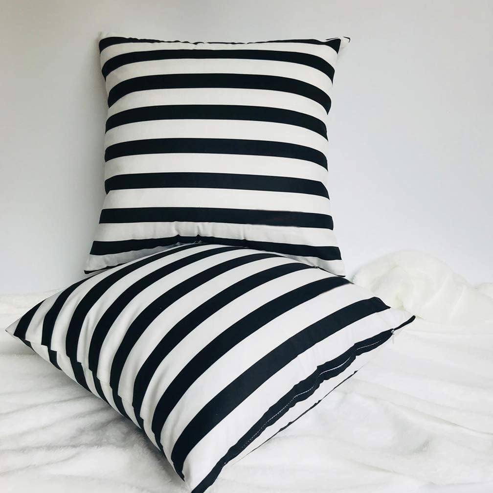 2Pack Black&White Striped Pillow Covers Morden Simple Life Throw Pillowcases Home Decorative Cushion Covers 18×18 inch,Super Soft for Bed/Couch/Sofa/Car