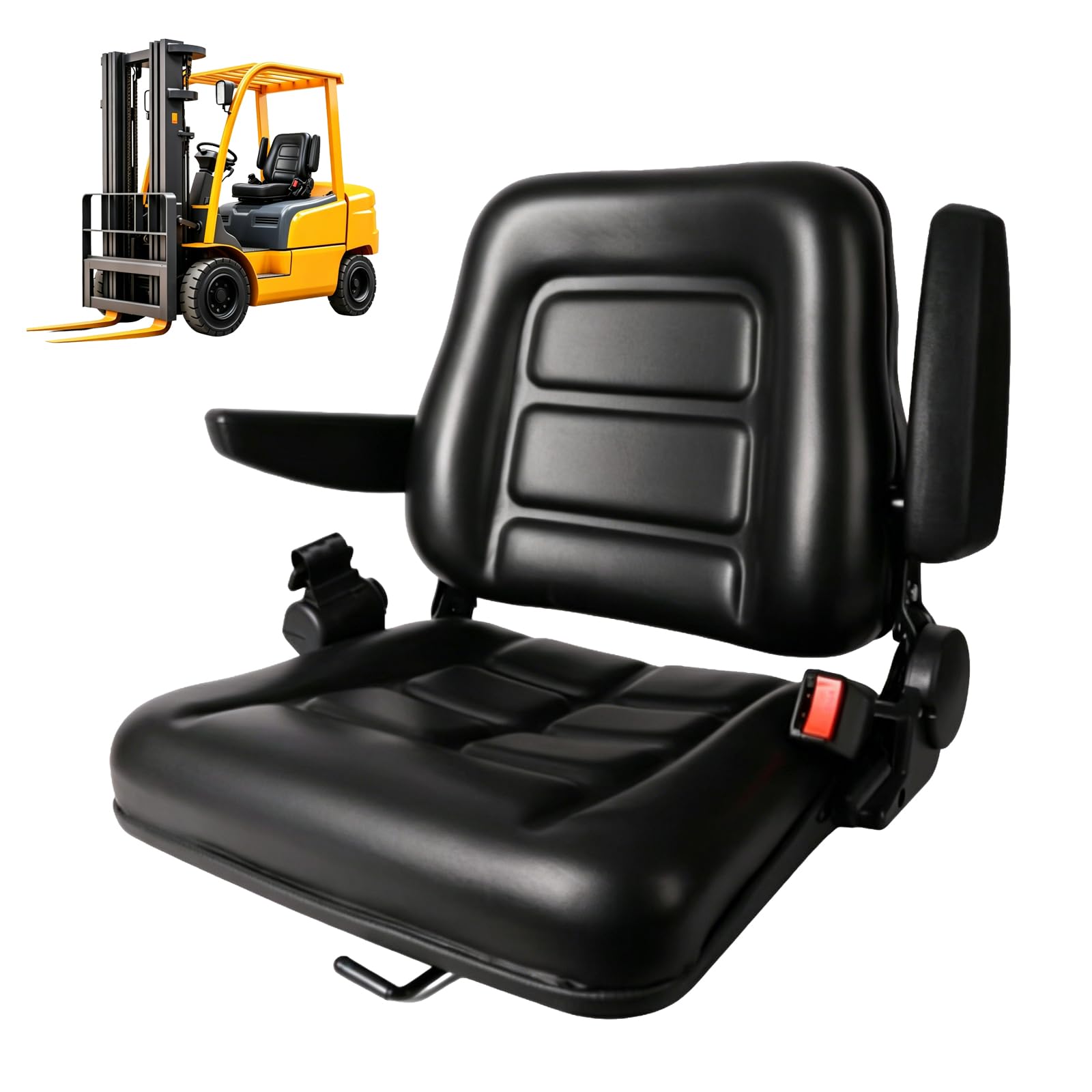 Asiento universal para carretilla elevadora con respaldo ajustable de 35° a