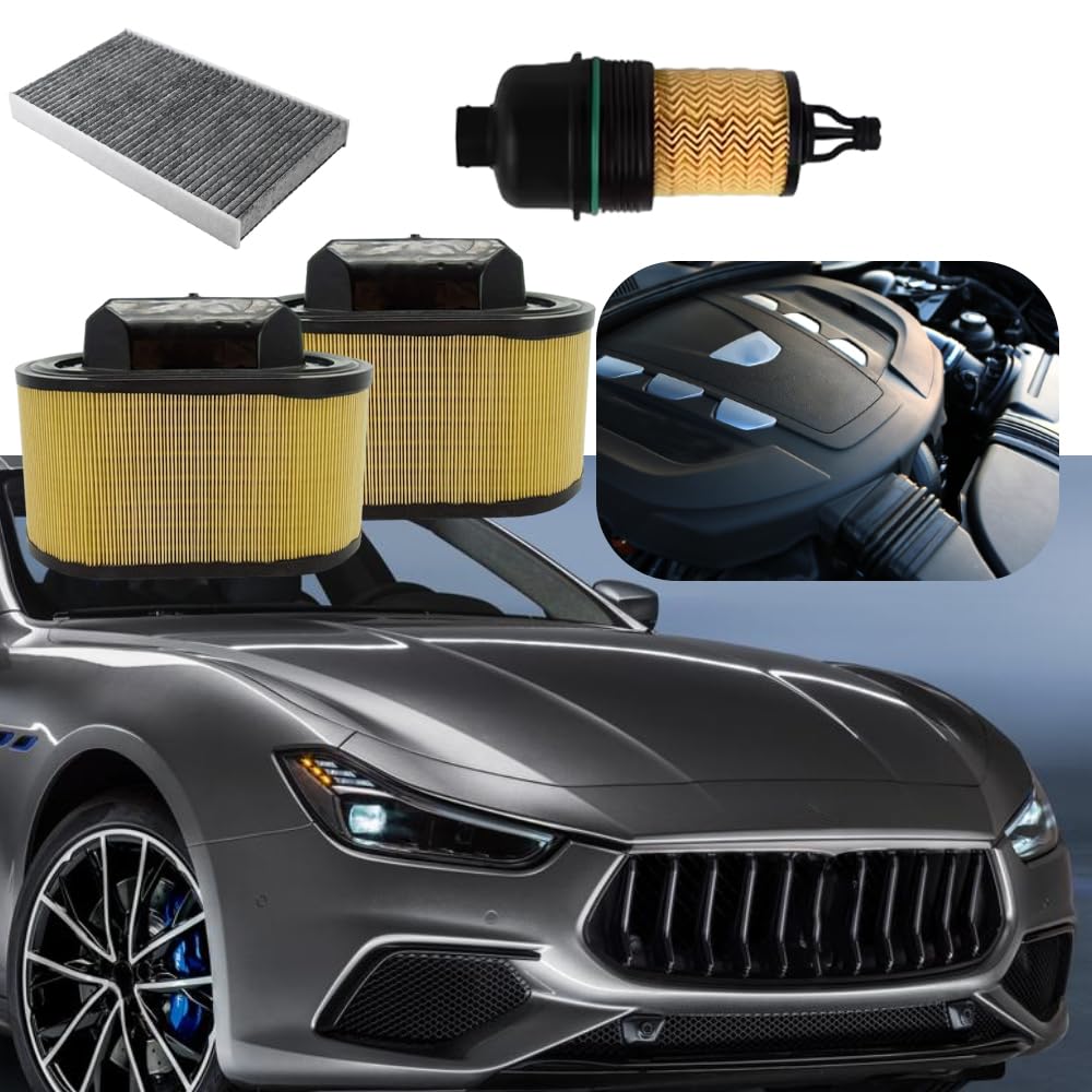 Portavasos para consola central, filtro de aire de habitáculo, filtro de aceite, compatible con Maserati Ghibli todos los motores 2014-2022, sustituye a 670005021, 4 piezas