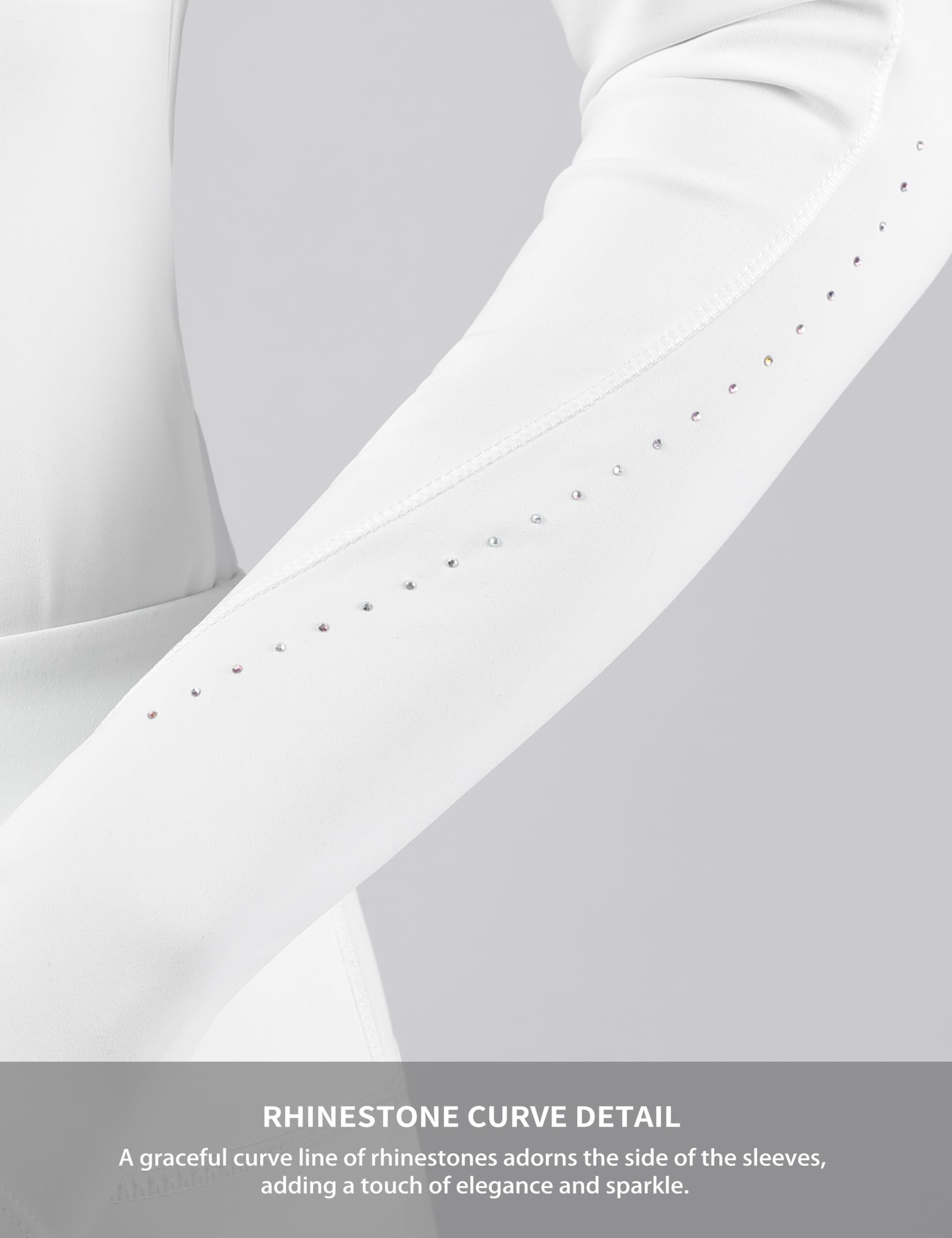 Harrison Howard Camisas de equitación para mujer, manga larga, cuello alto, con bordado