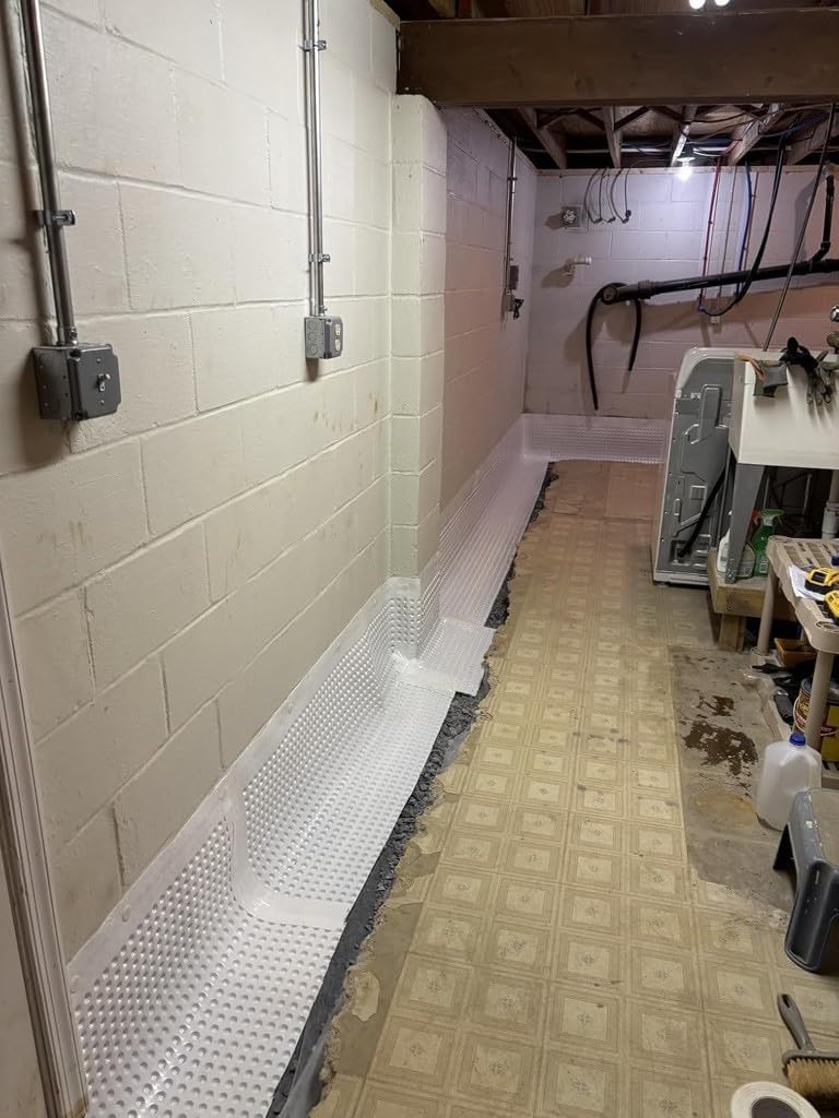 Whitecap Dimple Drainage Matting 4' x 50' - Heavy Duty Foundation Drainage Membrane for Crawl Space & Basement, Protects Vapor Barriers, Improves Water Flow, Waterproof Floor Underlayment