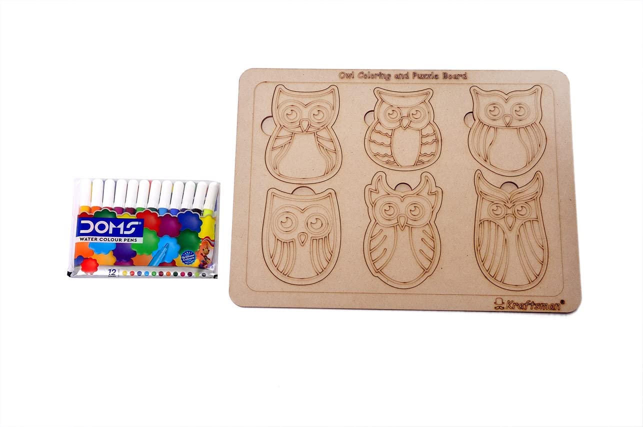 Kraftsman Owl Shape Puzzle Board | Color kit Included