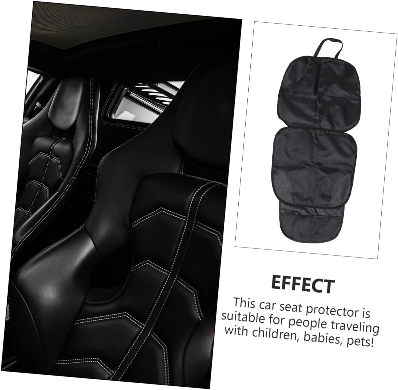 GARVALON Car Seat Protector Mat, Black Automotive Protective Pad with Non-Slip Backing, Waterproof Padding Suitable for Boys, Car Seat Accessory for Travel and Daily Use