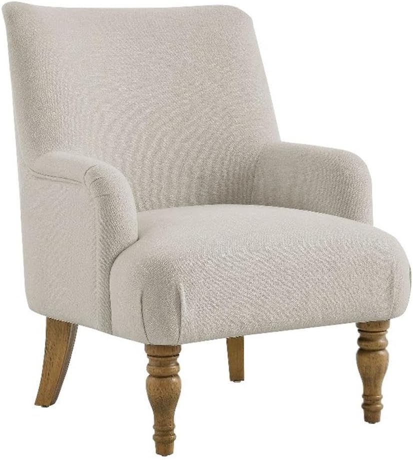 Modway Ellington Living Room Accent Armchair in Salt – Fabric Upholstered Reading Arm Chair with Wooden Legs – Modern Lounge Chair with French Piping Trim