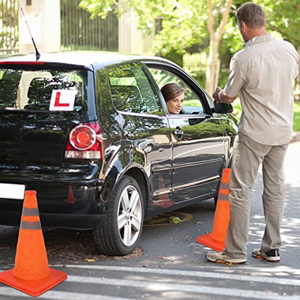 Collapsible Traffic Cones 15.5 Inches - Reflective Safety Waterproof Road Parking Multi Purpose Pop up Cone for Car Distancing Barriers - Warning Cone 2Pcs