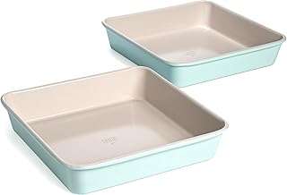 Tasty Clean Ceramic Square Cake Pans Set, 2-Pack of 9-Inch Cake Pans, Du...