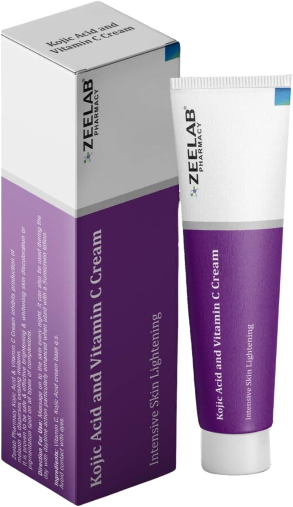 Zeelab Kojic Acid Cream 2% with Vitamin C | Removes Pigmentation, Dark Spots, Tanning & Uneven Skin Tone | Skin Brightening Face Cream | 20g