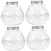 4pcs 500ml Cat Head Shaped Juice Bottles Plastic Beverage Containers Reusable Drink Holders for Parties and Cold Drinks