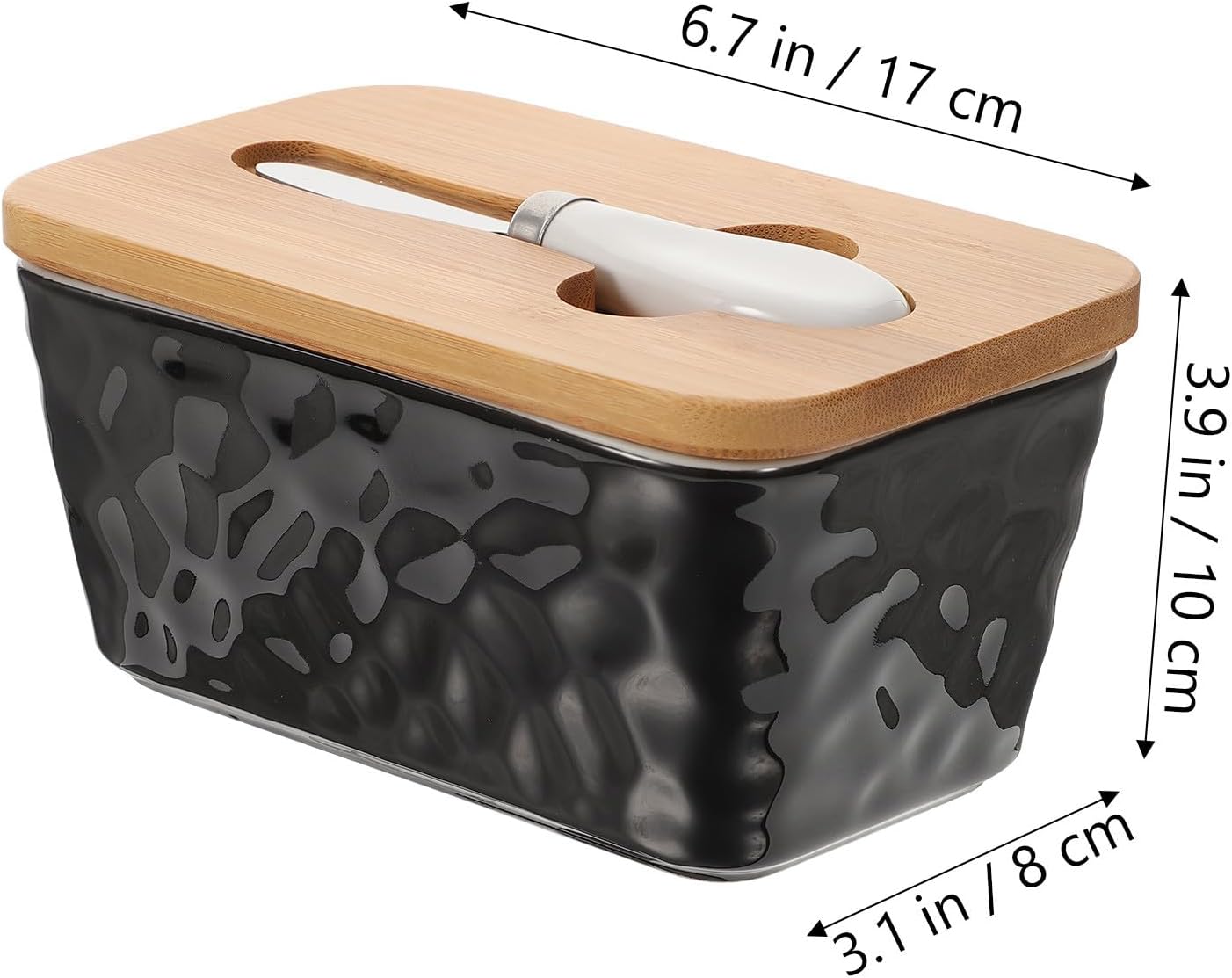 Wear-resistant Ceramic Butter Dish Set with Lid Black, Convenient Butter Storage Holder for Kitchen Counter and Home Use