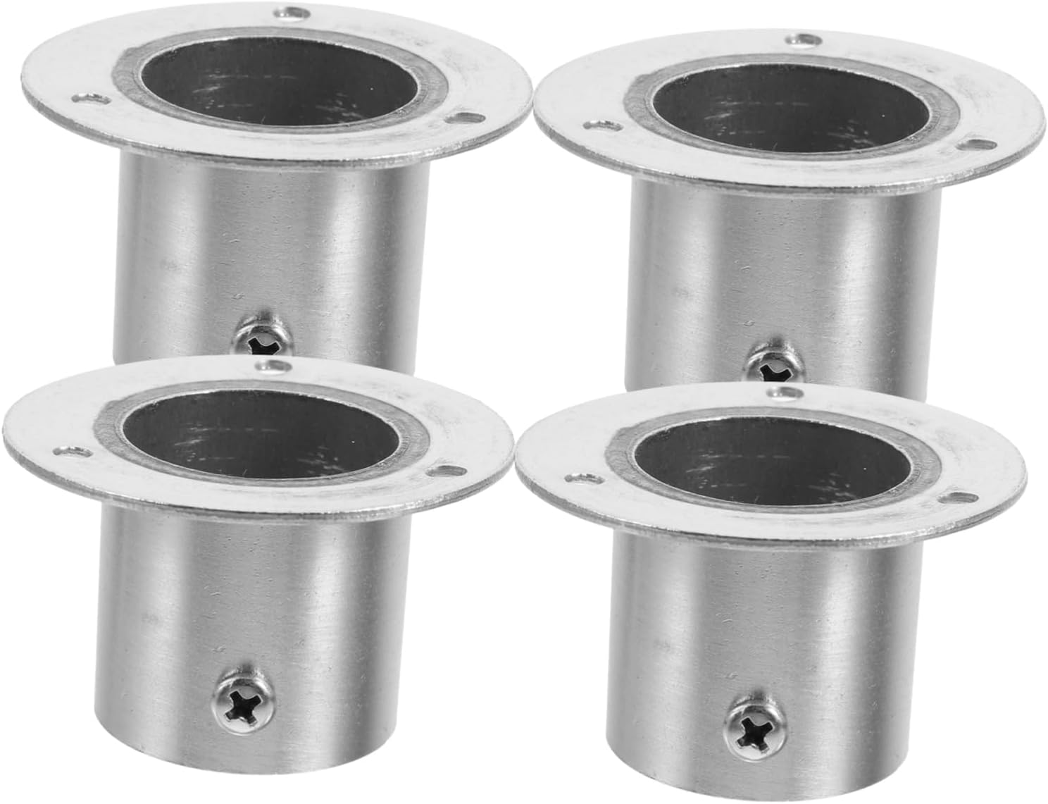 Housoutil 4Pcs Stainless Steel Closet Rod Brackets Durable Pole Socket Accessories for Easy Installation Versatile Flange Holders for Wardrobe Shower Curtains and More