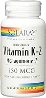Vista 4 de Solaray Vitamina K-2 de triple fuerza como MK-7 150 mcg - Suplemento de vitamina K2 MK7 para apoyo a la salud ósea, Vit K2 puro como menaquinona