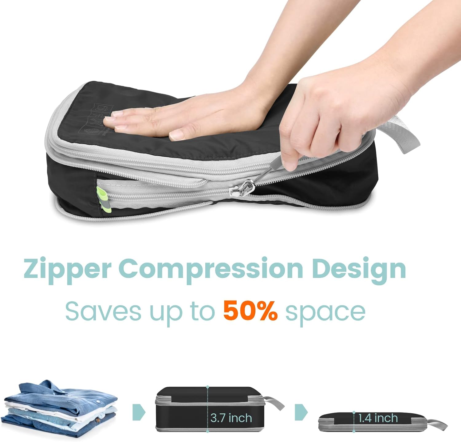 Cambond Compression Packing Cubes for Travel - Lightweight Expandable Travel Bags Luggage Organizers Travel Essentials Compression Cubes for Travel Space Saver for Carry on Suitcases Organizer - Image 3