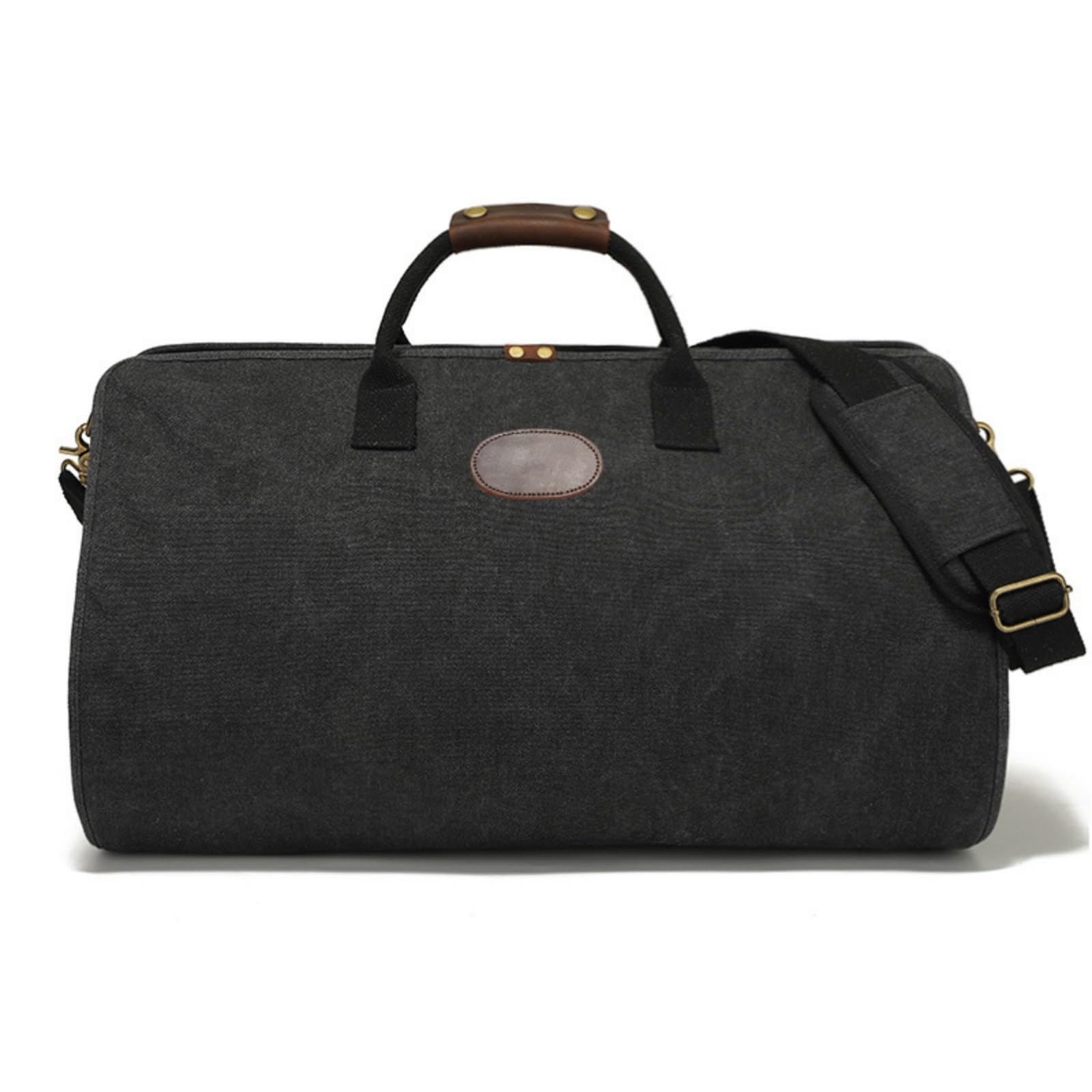 Borsa da Viaggio Pieghevole Borsone Duffel Trolley Valigia Tela con Tracolla Regolabile Manici Rinforzati Struttura Rigida in Tela E Pelle Adatta a, Array, Nero