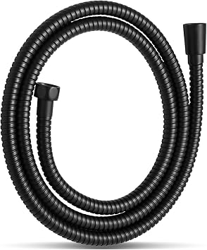OFFO Shower Hose, Kink Free Stainless Steel Shower Hose Attachment Electroplating Handheld Shower Head Hose Flex Hoses Extension with Brass Insert & Nut for Pet Bathing Cleaning 60 in, Matte Black