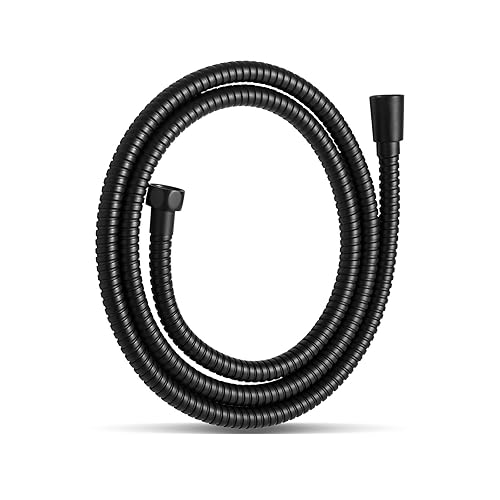 OFFO Shower Hose, Kink Free Stainless Steel Shower Hose Attachment Electroplating Handheld Shower Head Hose Flex Hoses Extension with Brass Insert & Nut for Pet Bathing Cleaning 60 in, Matte Black