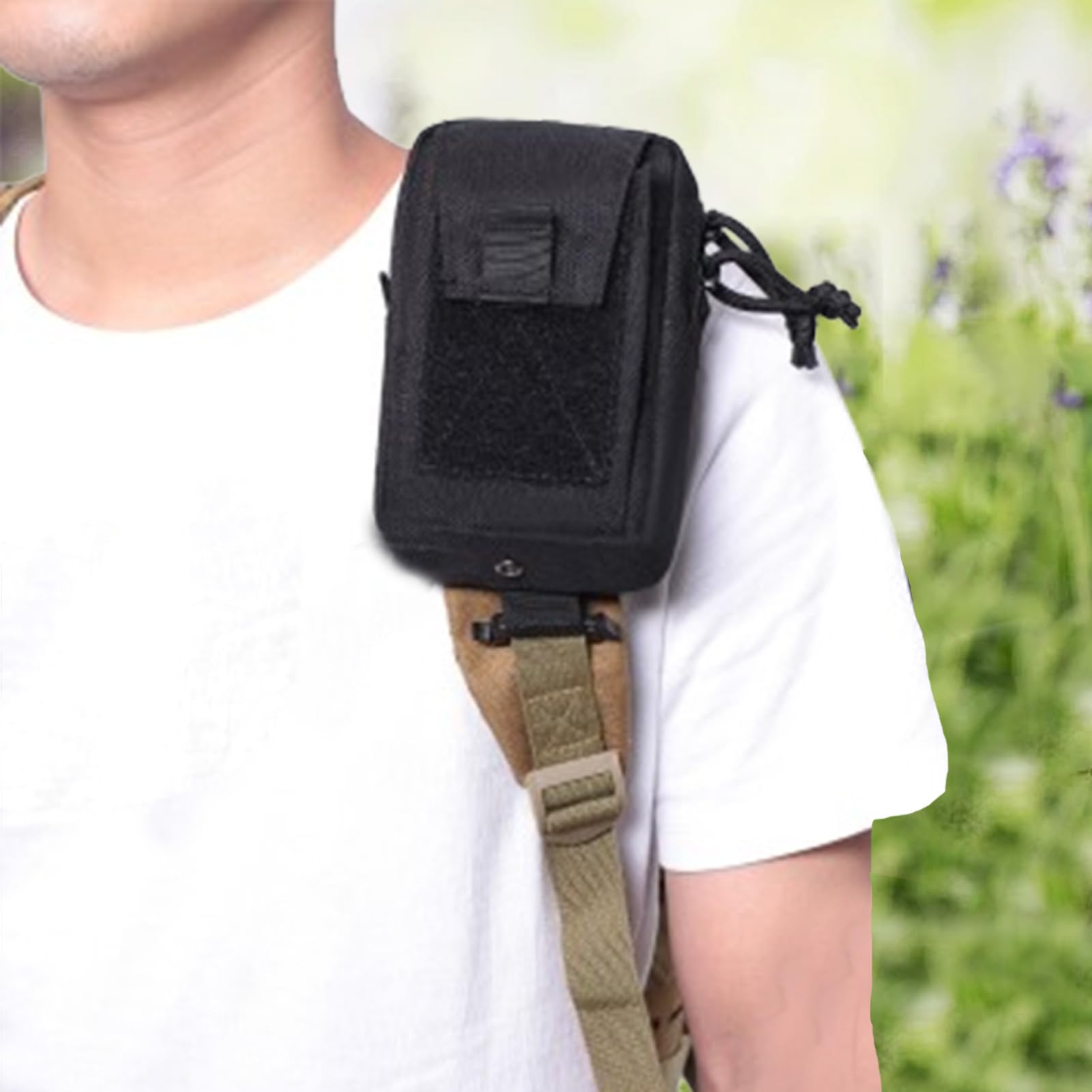 Genérico Bolsillo con Correa para Mochila y Teléfono - Bolsa del Hombro para Senderismo - Bolso Adicional Multiusos de Nylon