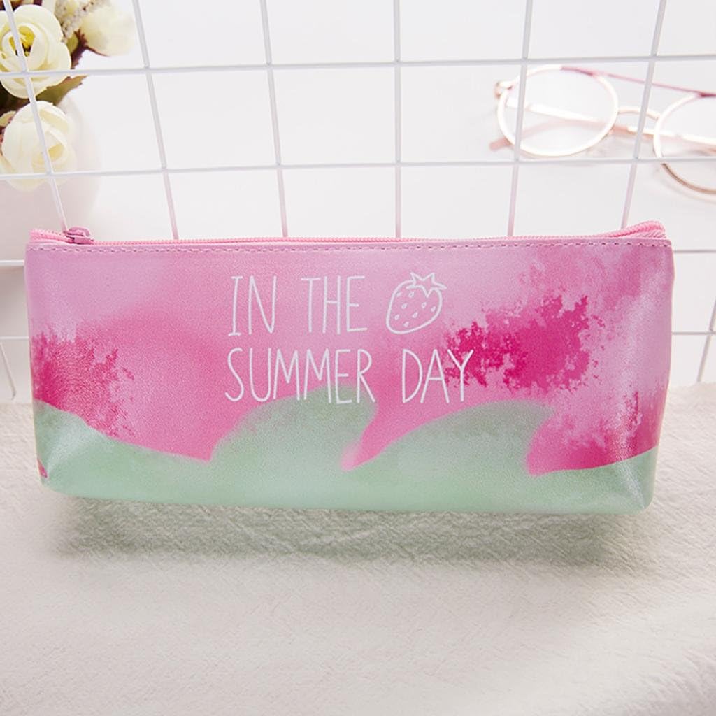 Pencils Holder,GOODCULLER Cute Cartoon Stationery Pencil Pen Case Cosmetic Makeup Bag Zipper Pouch Case (A)