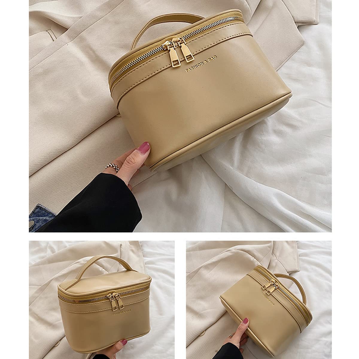Neceser De Maquillaje para Mujer Estuche De Cosméticos Portátil Neceser Multifunción Neceser Lavable Kit De Viaje Organizador para Amantes del Maquillaje Y Viajeros,Marrón
