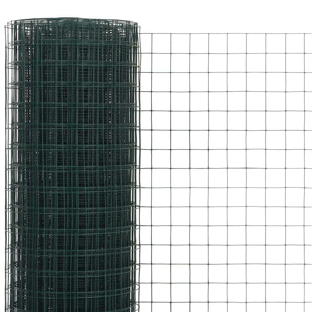 Rete per Pollaio in Acciaio Zincato e PVC Verde 25x0,5 m | Barriera protettiva per orto e giardino, ideale per recintare piccoli animali domestici e proteggere le piante.