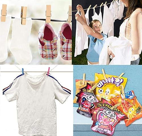 Miniatura 4 de 50 pinzas pequeñas de madera para fotos con cordel de yute, alfileres de ropa en miniatura para manualidades, decoración, secado de ropa, pinzas de