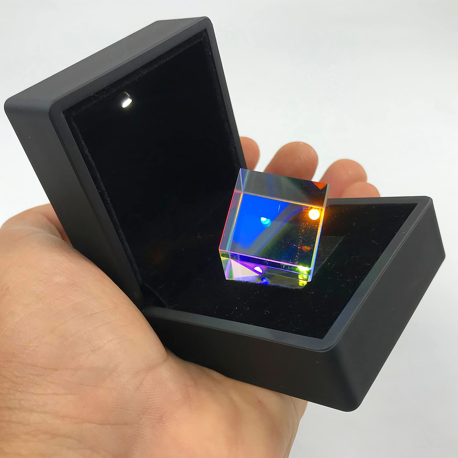 Dichroic Cube Prism;Light Prism, Optical Glass, Sensitive to Light,Can be Used for Optical Experiments or Decoration;with Gift Box