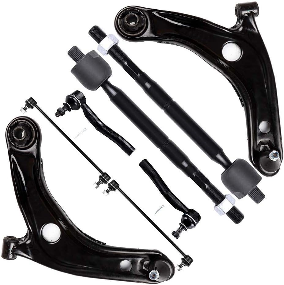 8pc Set Front Lower Control Arm with Ball Joint Inner Outer Tie Rod End Sway Bar Link Suspension Kit Replacement for 2007-2012 for Toyota for Yaris