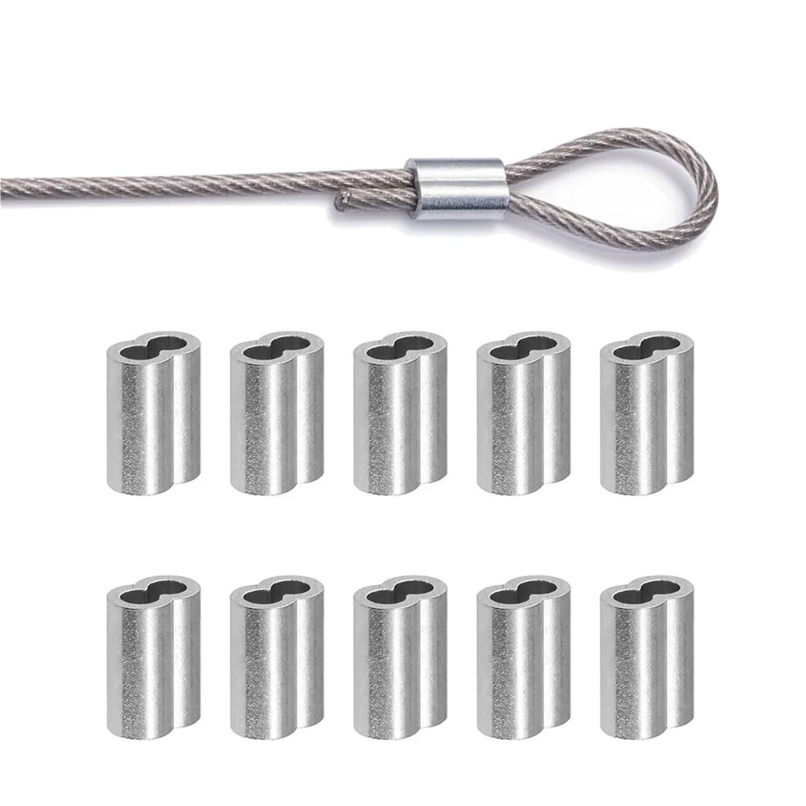 Puntali, Manicotti a crimpare for cavi 400 pezzi a in alluminio M1.2 .5 M2 a doppio foro for fune Anelli in filo di acciaio Clip Accessori fissi(M2 400PCS)