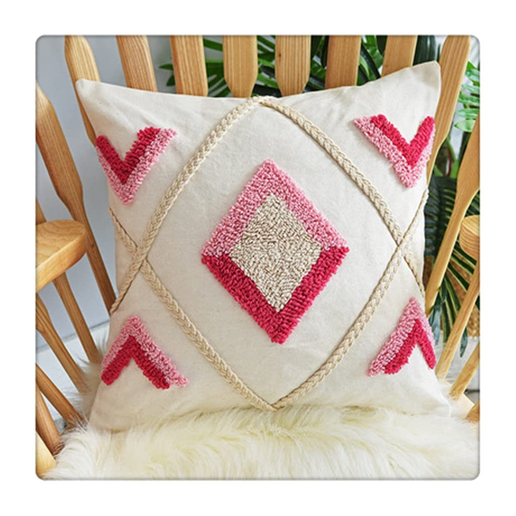 MFJGHU Minimalist Tufted cushion cover 45X45Cm tassel pillowcase handmade home decoration living room bedroom(Style E)