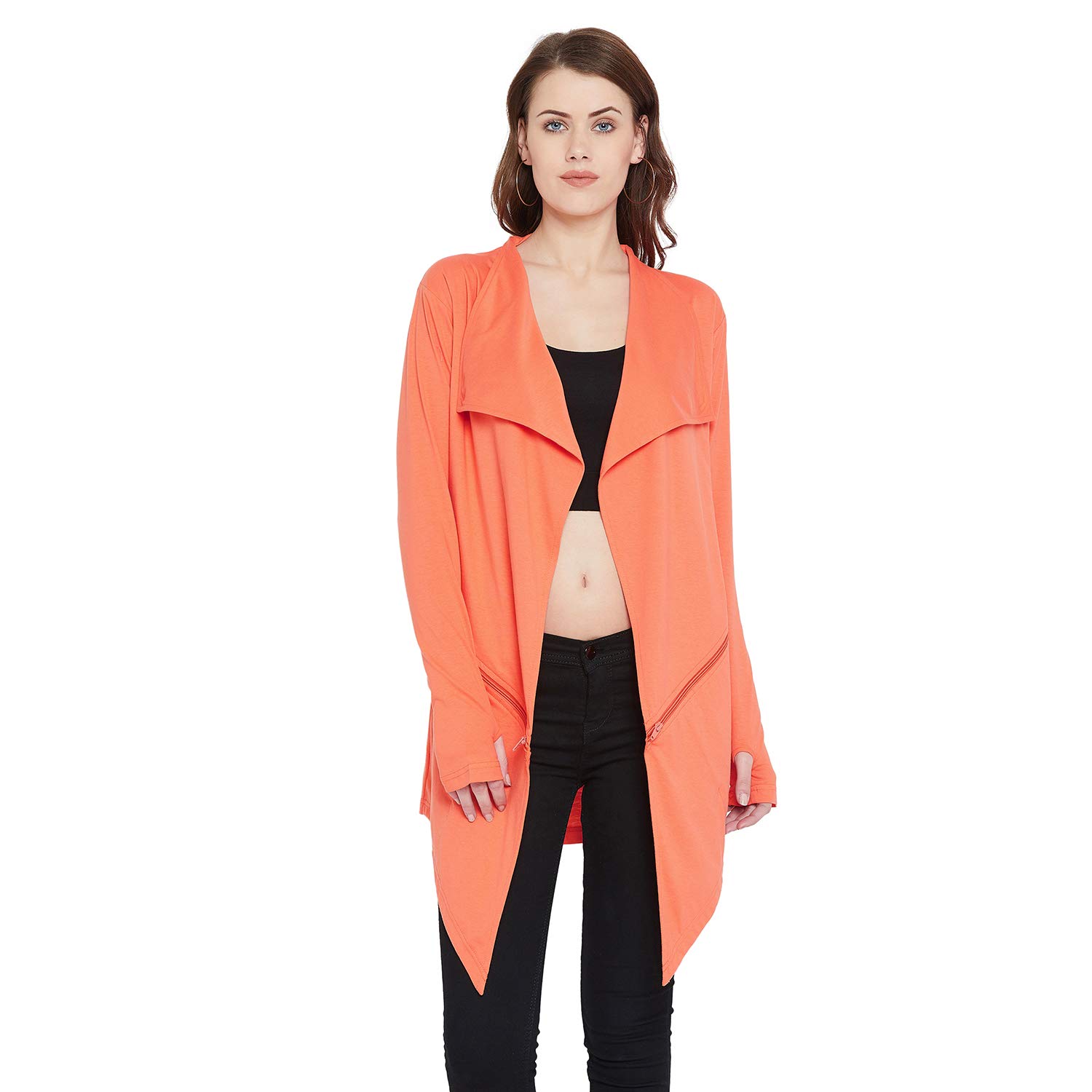 Coral Color Cotton Shrug for Women-image-18