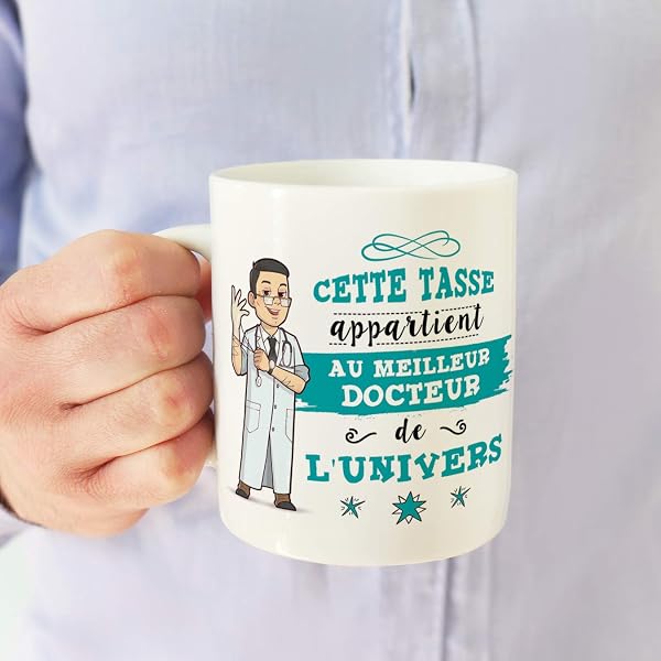 Mugffins Docteur Tasses Originales de café et Petit-déjeuner à Donner Travailleurs Professionnels - Cette Tasse Appartient au Meilleur Docteur de l'univers - Céramique 350 ML - 5