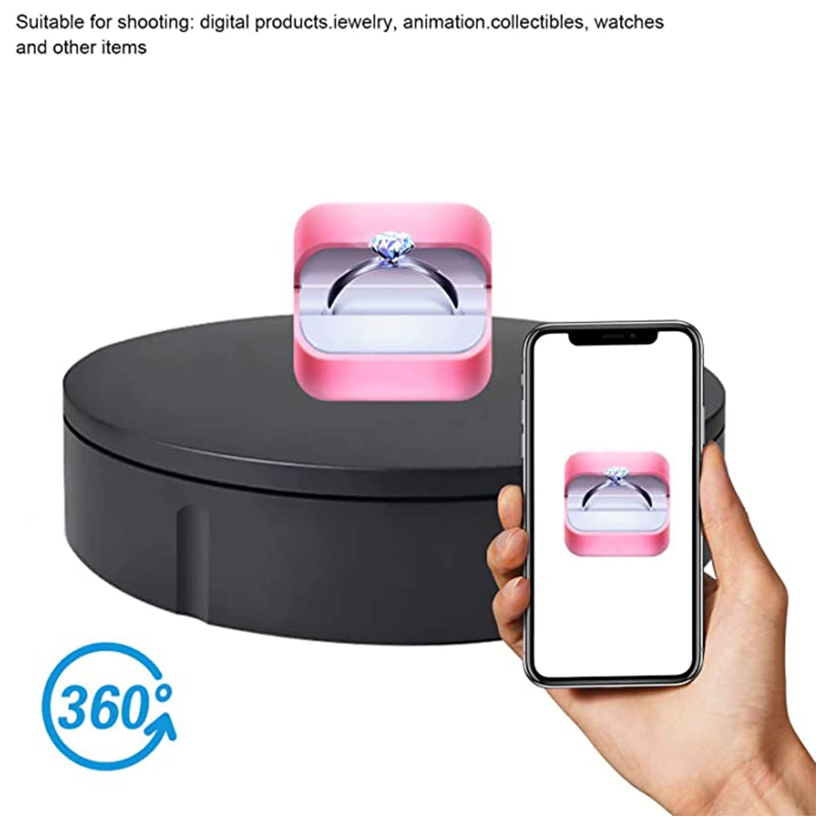 Plato Giratorio Eléctrico Profesional con Control Remoto, Carga De 30 Cm, 100 Kg, Giratorio De 360 Grados para Exhibición De Joyería, Stand De Exposición De Tienda, Fotografía