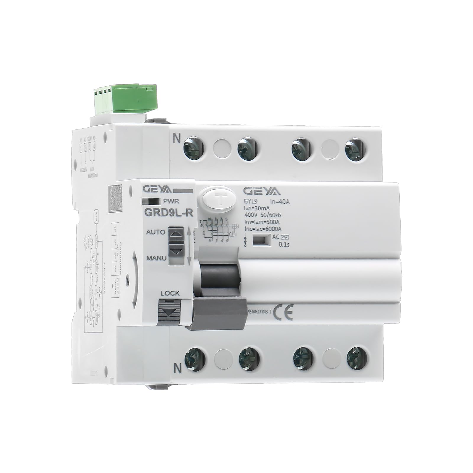 GEYA Auto Reclosing Device Circuit Breaker 6KA ELCB Self-Reclosing RCCB Recloser RCD AC Type (Auto Recloser AC220V+RCCB 4P-40A-30mA)