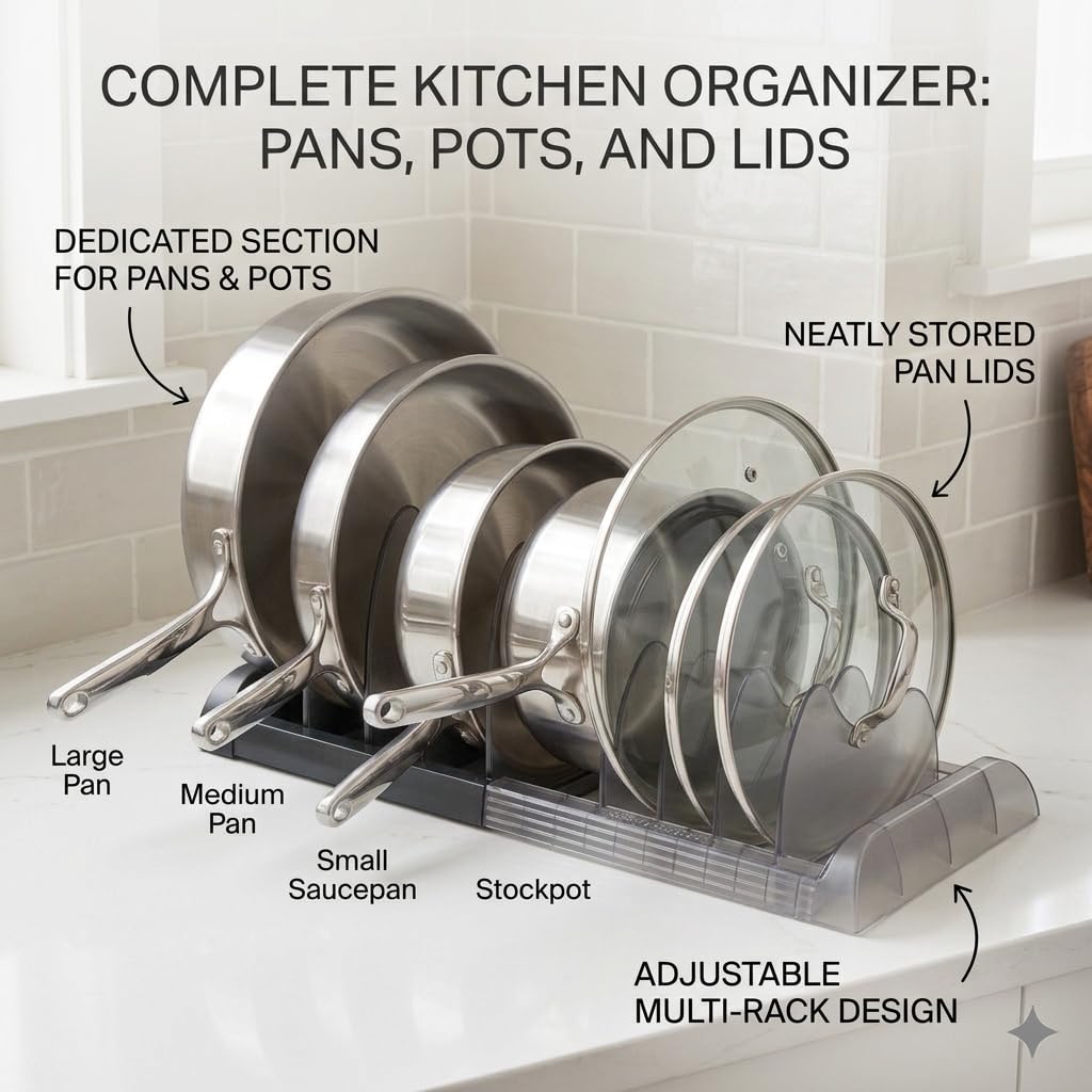 Amazon.com: OMIO Pot Lid Organizer for Cabinet, A-560 Heavy Duty