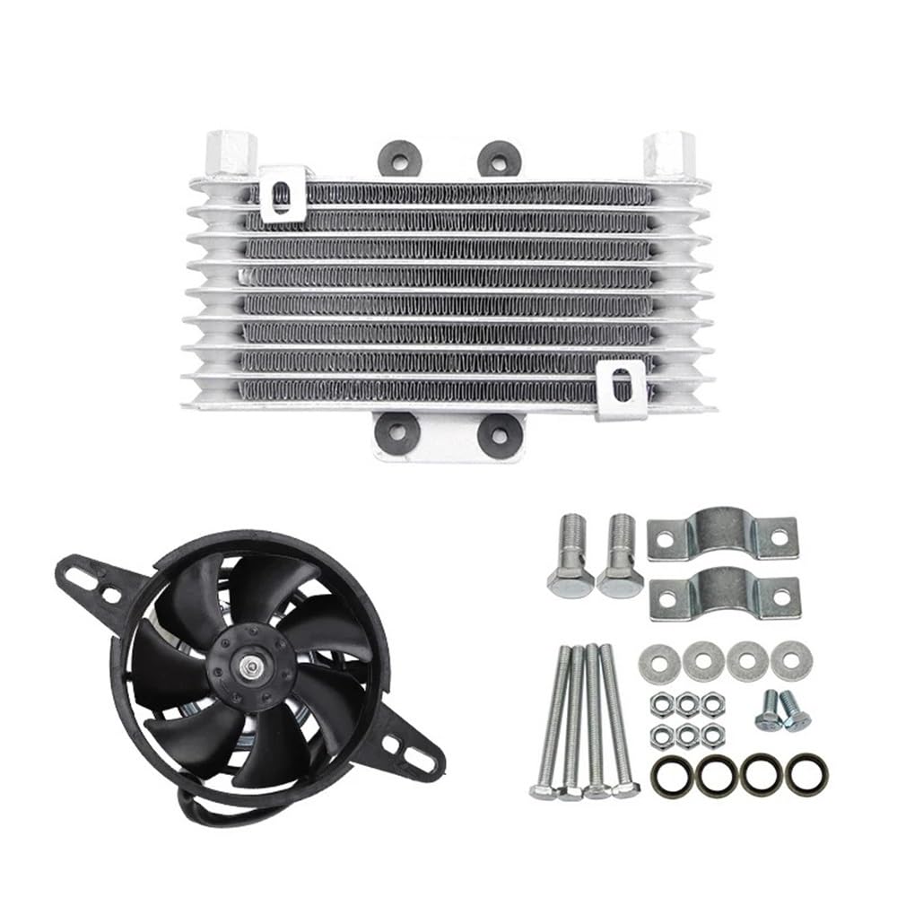 Chłodnica oleju silnika motocyklowego z aluminium + wentylator chłodzący chłodnicę 125 ml uniwersalna pasuje do motocykla terenowego ATV wysokiej jakości chłodnica oleju wentylatora(Oil Cooler)