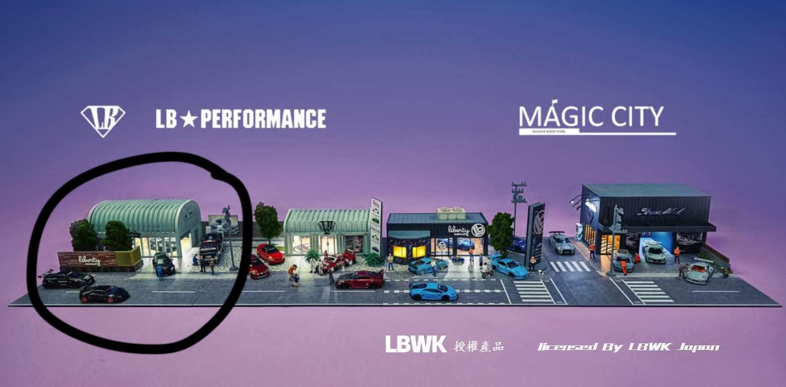 Amazon | 1/64 magic city ジオラマ LBWK JAPAN liberty walk 白丸屋根