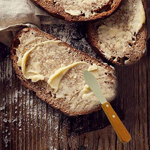 TINGFENG 4PCS Butter Knife Cream Spatula Serrated Stainless Steel Wooden Handle Pastry Cake DIY Shop Bread Slicer Bagel Slicer