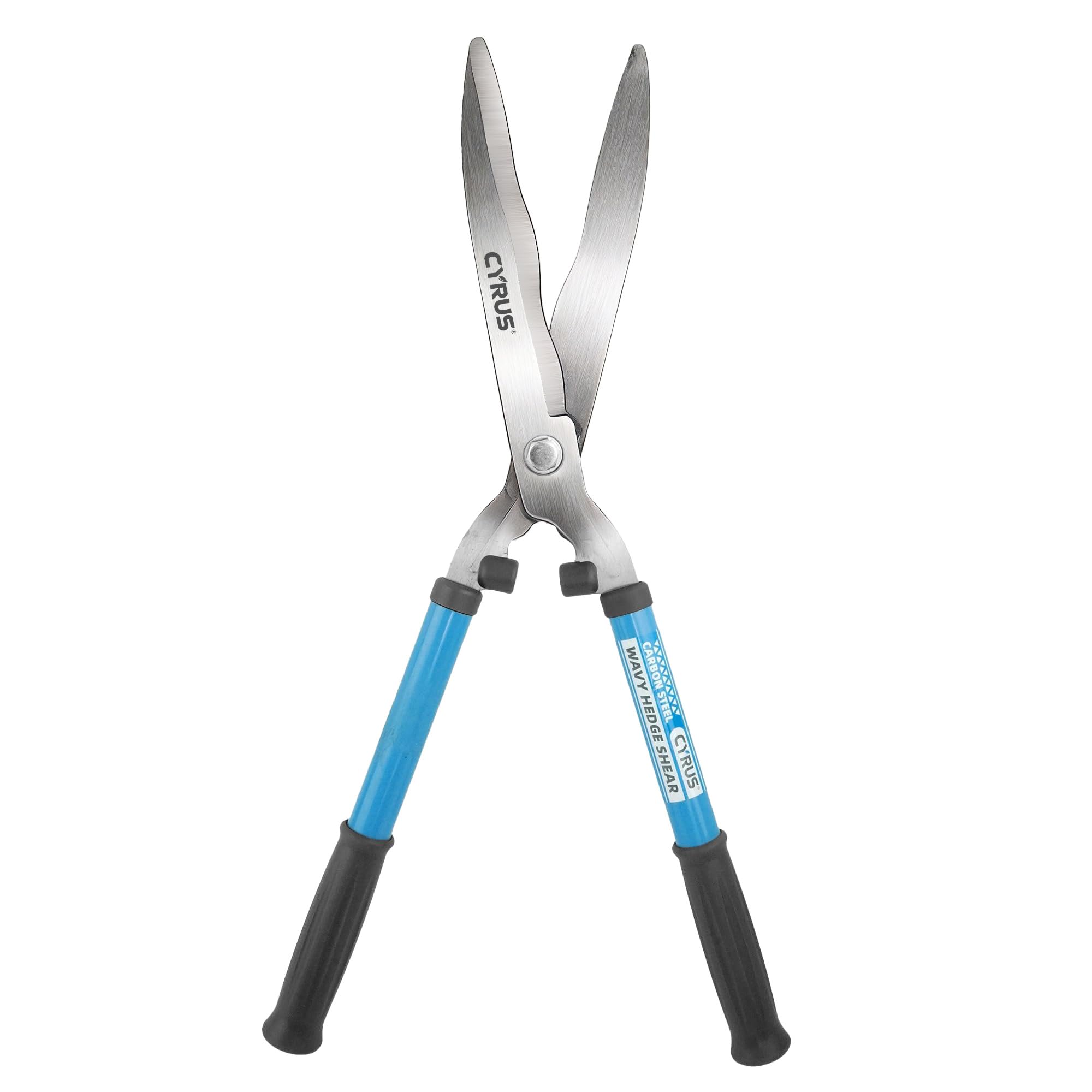 CYRUS heckenschere manuell,Hochwertige Wellenschliff-Stahlklinge,ergonomischer rutschfester Griff,Ideal für Garten-Heckenschnitt an Rabatten und Sträuchern,Länge 52cm
